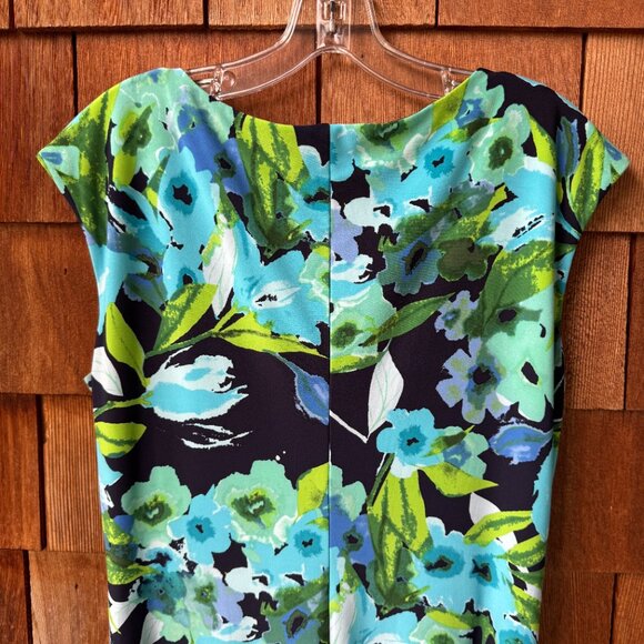 EUC Ralph Lauren Flora Sleeveless Drape Neckline Side Ruching Dress - Women's 16 - Picture 7 of 11